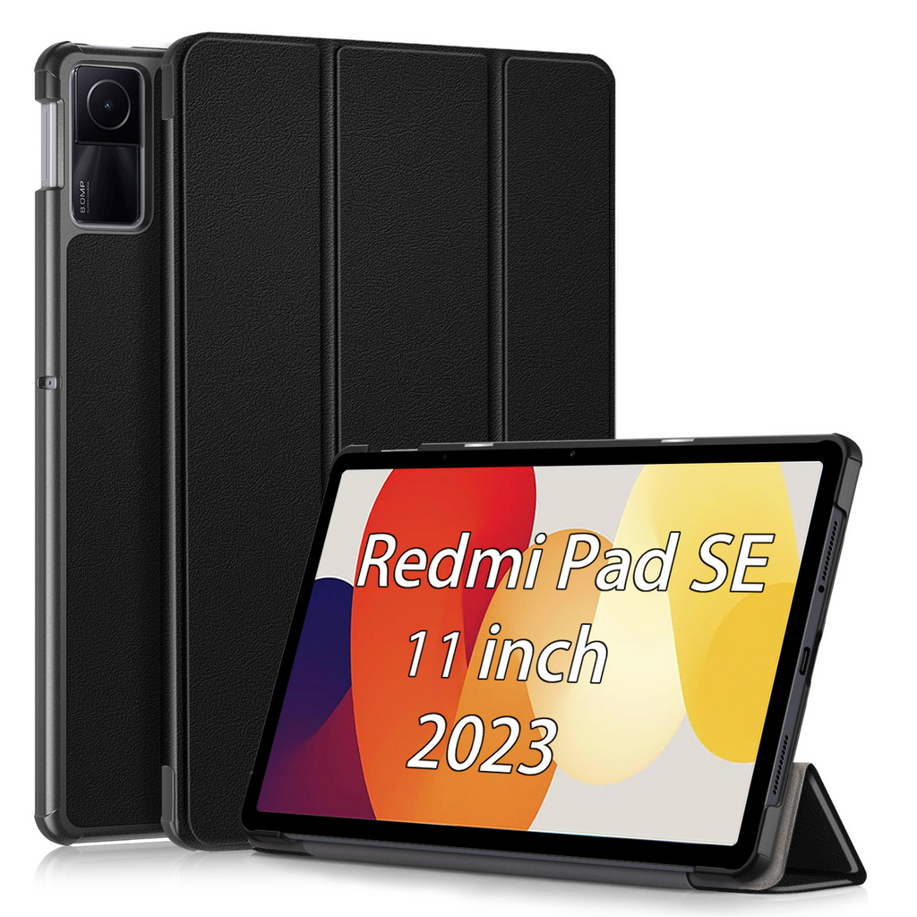 USTIYA Funda para Xiaomi Redmi Pad Se 11" 2023 Carcasa Cuero Protectora PC+PU Smart Cover (Negro)