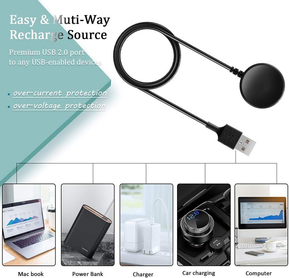 USTIYA Cargador para Samsung Galaxy Watch 8/7/FE/6/Classic/Ultra/Watch 5/5 Pro/4/3/Active/Active2 (SM-R880/SM-R890/SM-R900/SM-R910/SM-R920) Adaptador de USB