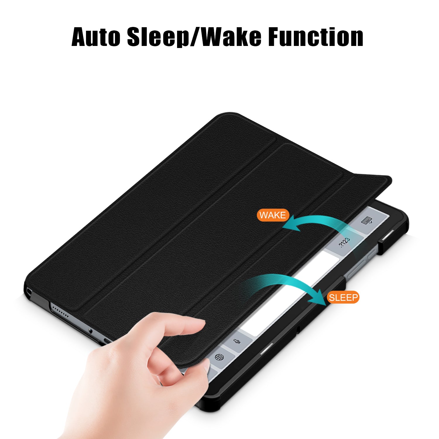 USTIYA Funda para Samsung Galaxy Tab A9 y LTE X110/X115 8.7 Pulgadas (No para A9+/A9 Plus) Carcasa Cuero Protectora PC+PU Smart Cover (Negro)