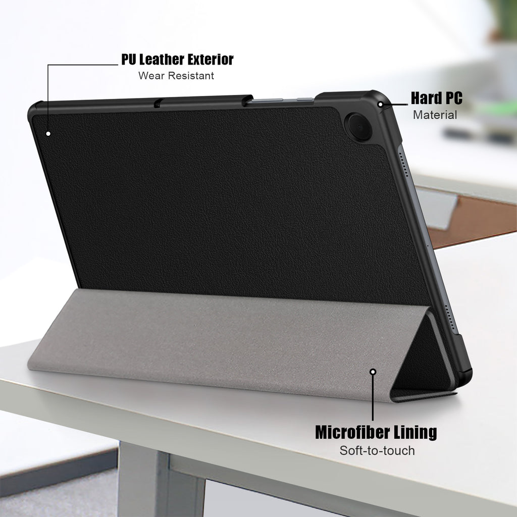 USTIYA Funda para Samsung Galaxy Tab A9 y LTE X110/X115 8.7 Pulgadas (No para A9+/A9 Plus) Carcasa Cuero Protectora PC+PU Smart Cover (Negro)