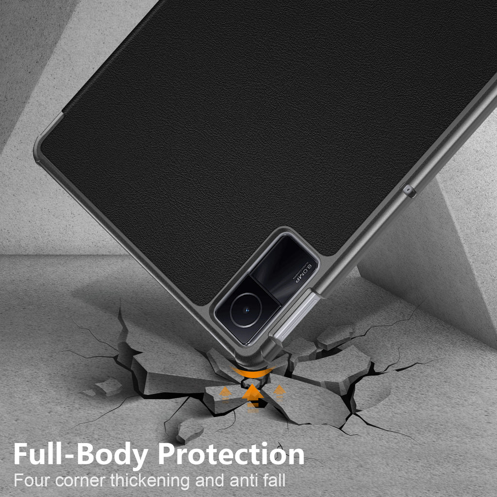 USTIYA Funda para Xiaomi Redmi Pad Se 11" 2023 Carcasa Cuero Protectora PC+PU Smart Cover (Negro)