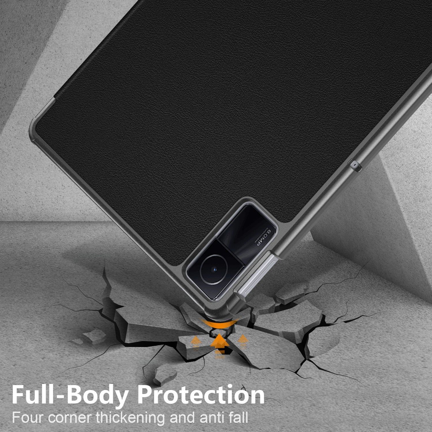 USTIYA Funda para Xiaomi Redmi Pad Se 11" 2023 Carcasa Cuero Protectora PC+PU Smart Cover (Negro)