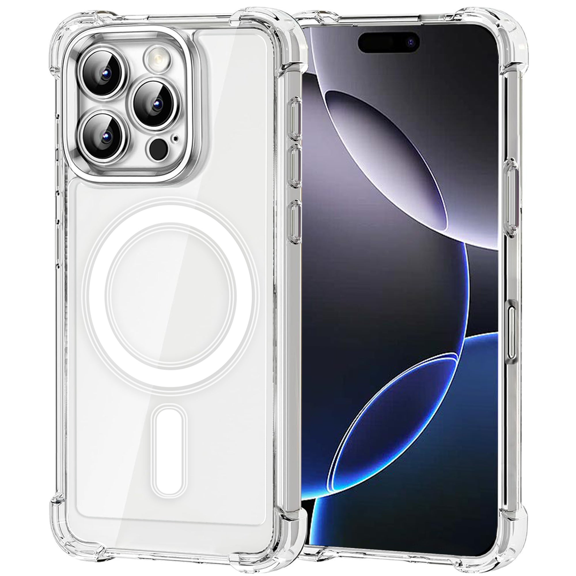 USTIYA Magnética Funda para iPhone 16 Pro Max Transparente Case Acrílico Uso Rudo