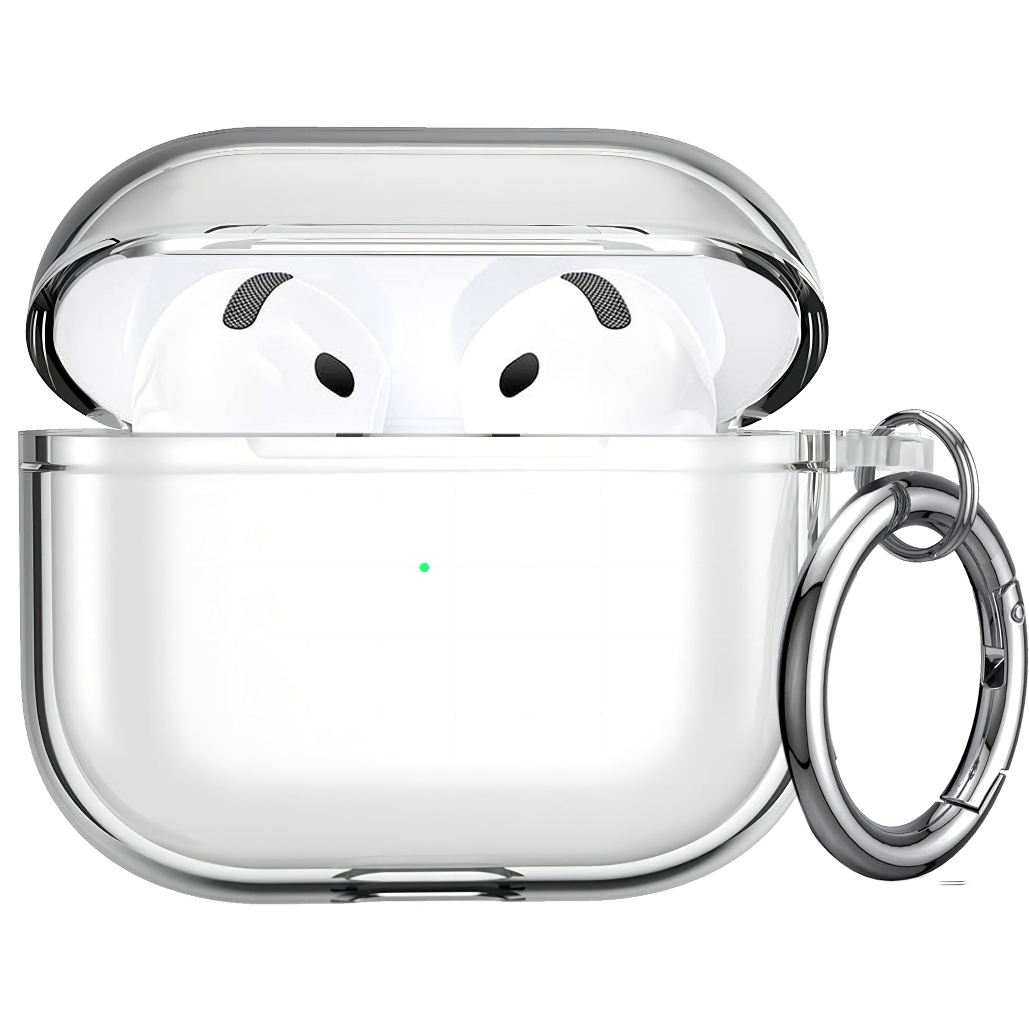 USTIYA Funda para AirPods 4 2024 Case Protectora Carcasa con Mosquetón TPU Transparente Silicona Espesamiento Suave Cover Mujer Dama (Transparent)