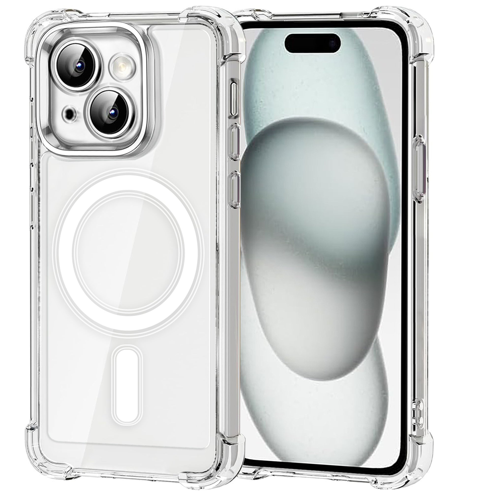 USTIYA Magnética Funda para iPhone 15 Plus Transparente Case Acrílico Uso Rudo
