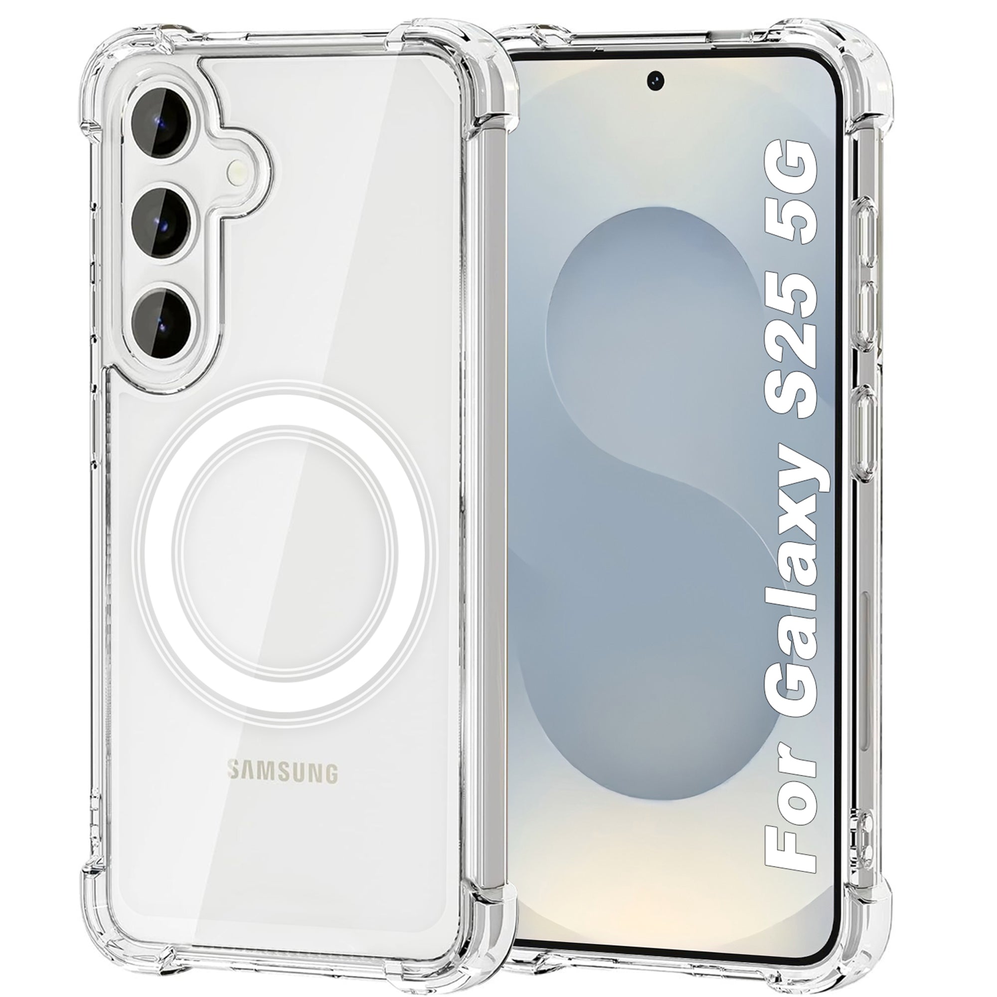USTIYA Magnética Funda para Samsung Galaxy S25 Transparente Case Acrílico Uso Rudo