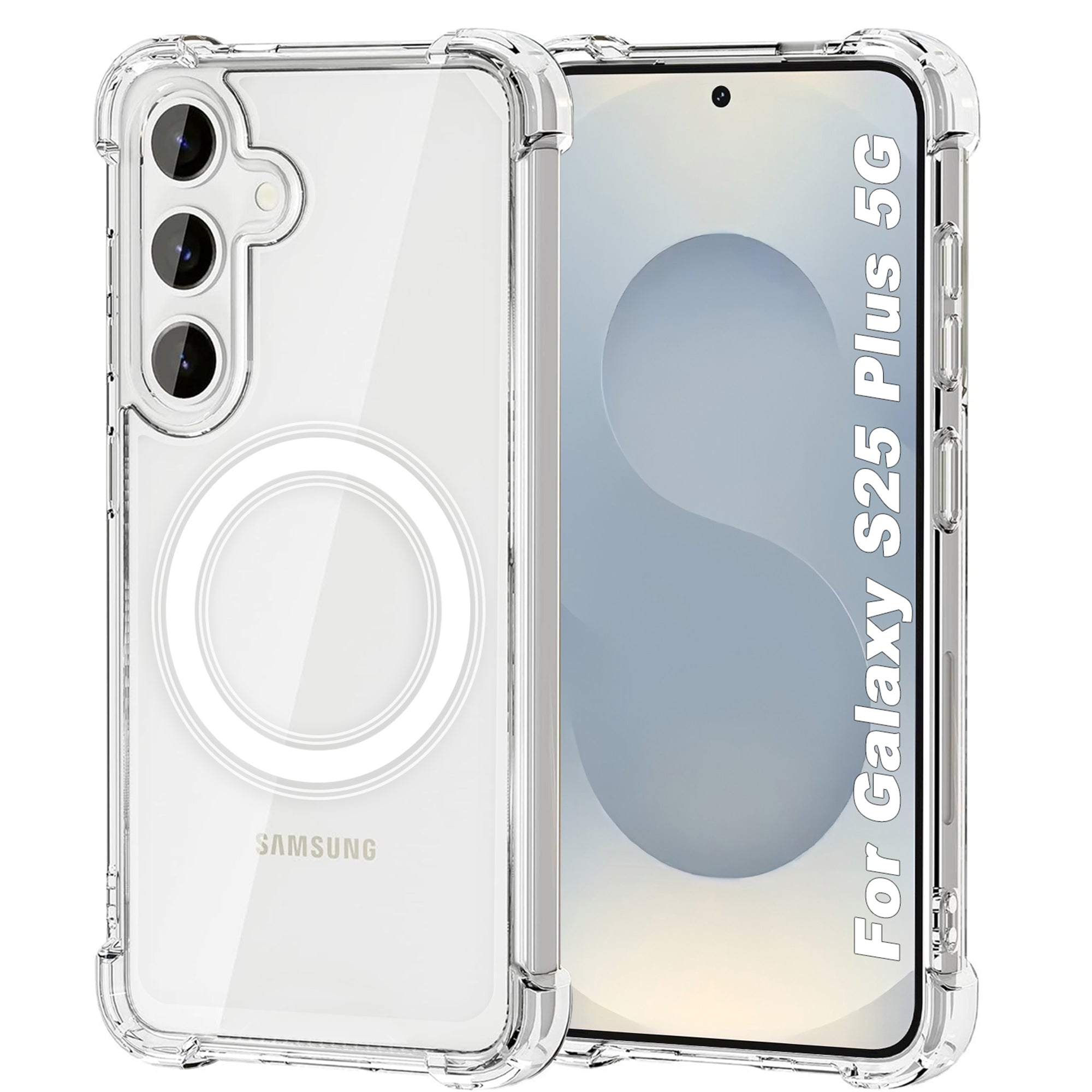 USTIYA Magnética Funda para Samsung Galaxy S25+ 5G Transparente Case Acrílico Uso Rudo