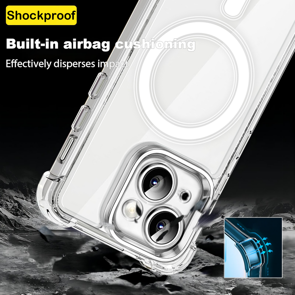 USTIYA Magnética Funda para iPhone 15 Plus Transparente Case Acrílico Uso Rudo