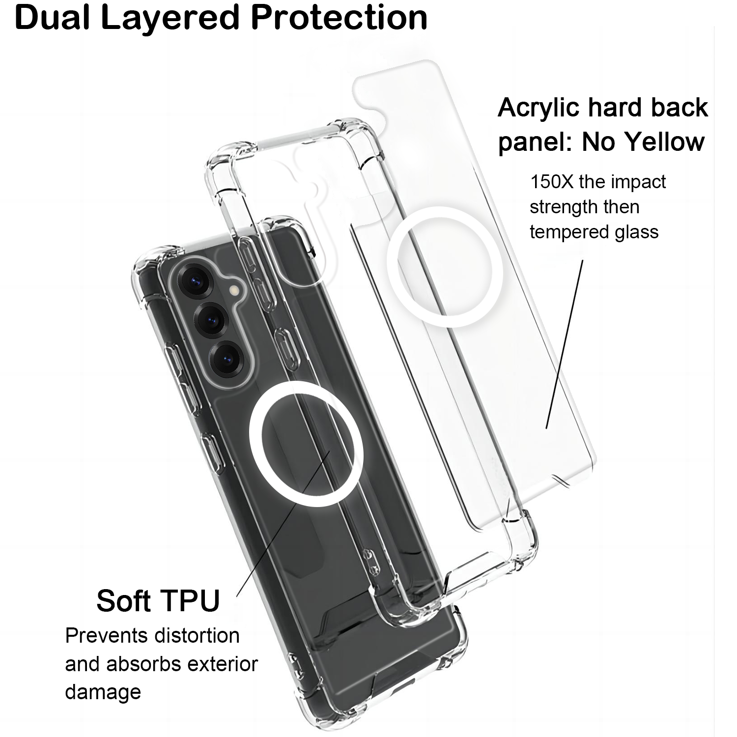 USTIYA Magnética Funda para Samsung Galaxy A56 5G Transparente Case Acrílico Uso Rudo