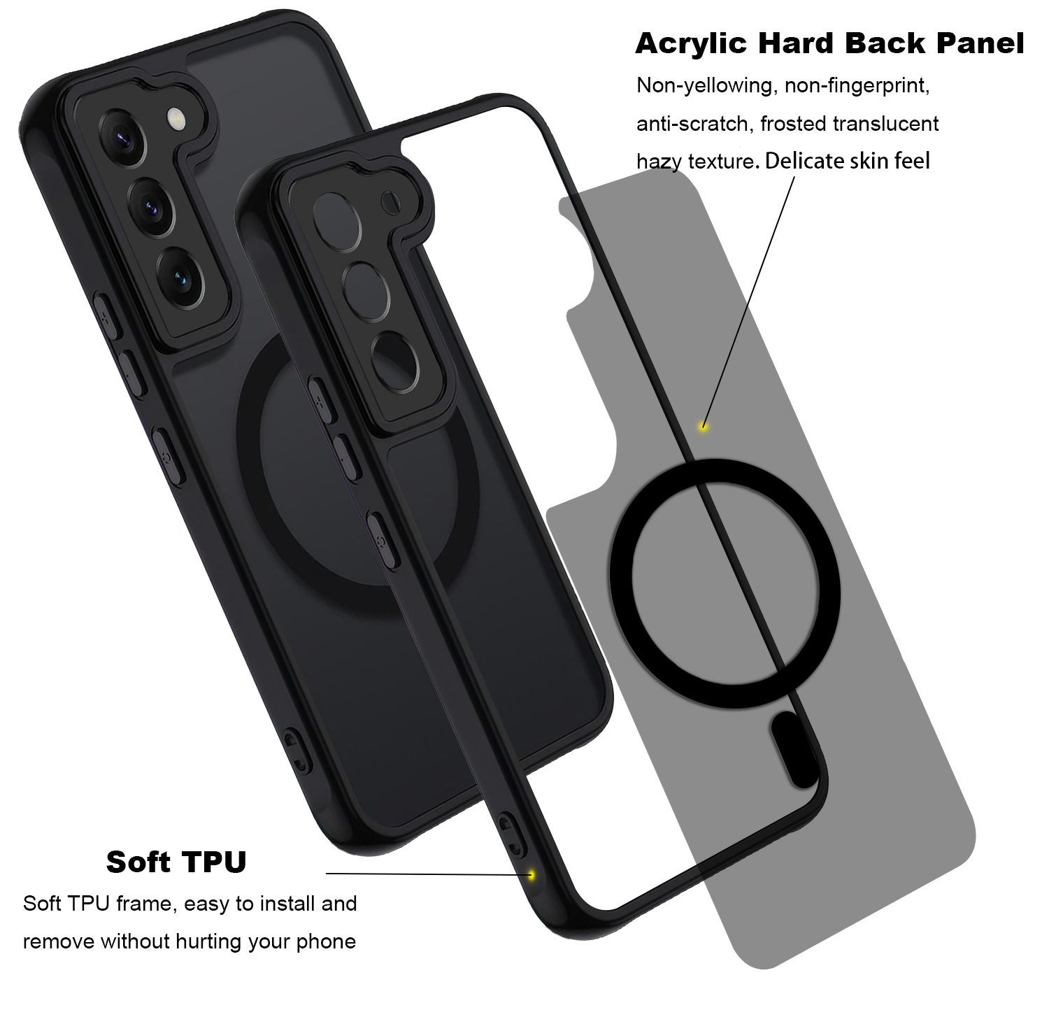 USTIYA Magnética Funda para Samsung Galaxy S22 Case Matte Acrílico Uso Rudo