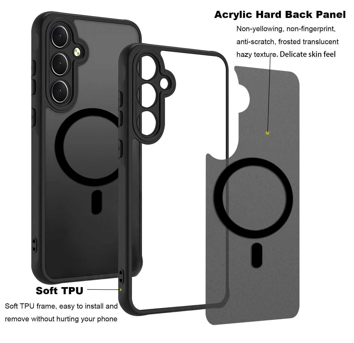 USTIYA Magnética Funda para Samsung Galaxy A55 5G Case Matte Acrílico Uso Rudo