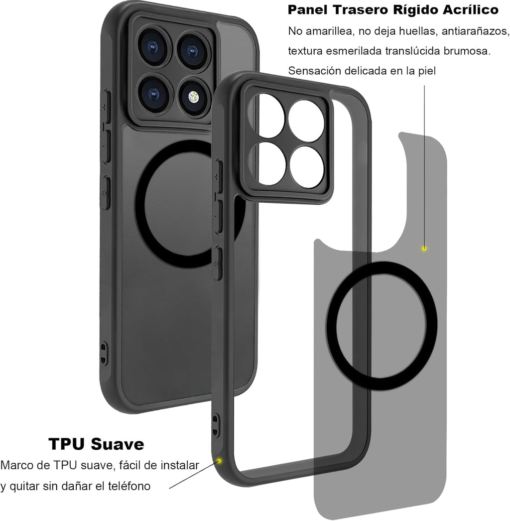 USTIYA Magnética Funda para Xiaomi 14T Pro 5G Case Matte Acrílico Uso Rudo