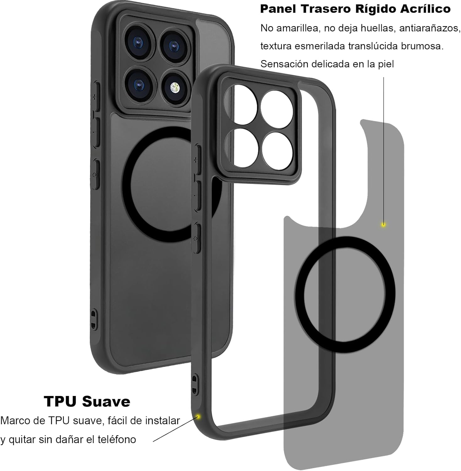 USTIYA Magnética Funda para Xiaomi 14T Pro 5G Case Matte Acrílico Uso Rudo