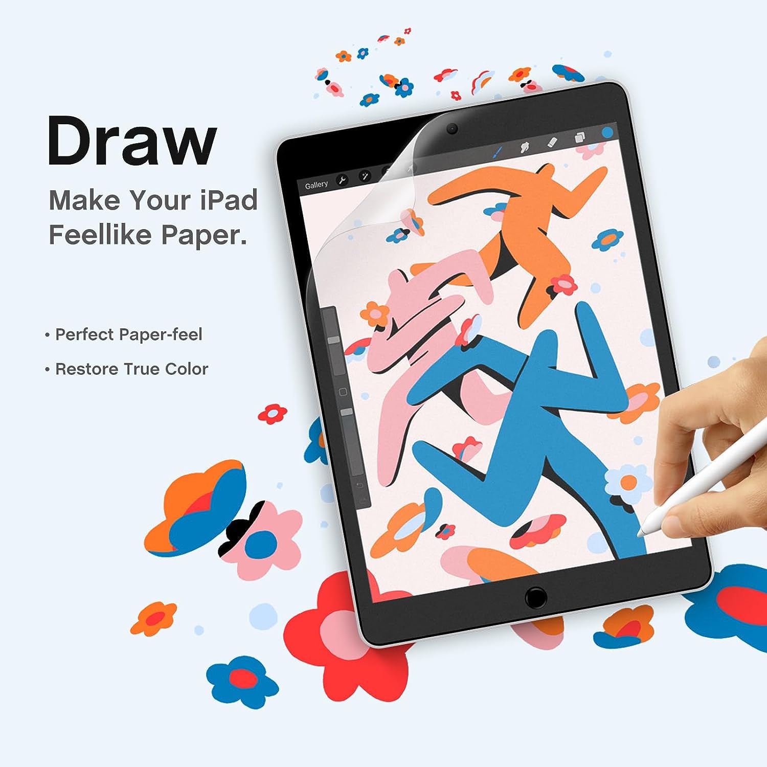 USTIYA Paper Feel for iPad 9/8/7 generacion 10.2 Pulgadas 2021 2020 2019 Mica Papel película de textura de PET mate hidrogel antideslumbrante Película similar al Resistente al rayado