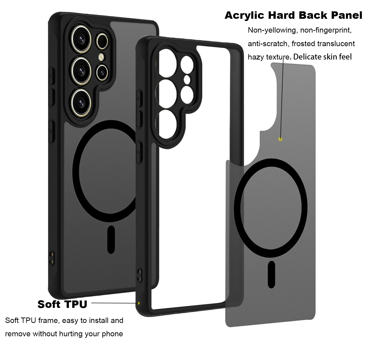 USTIYA Magnética Funda para Samsung Galaxy S25 Ultra Case Matte Acrílico Uso Rudo