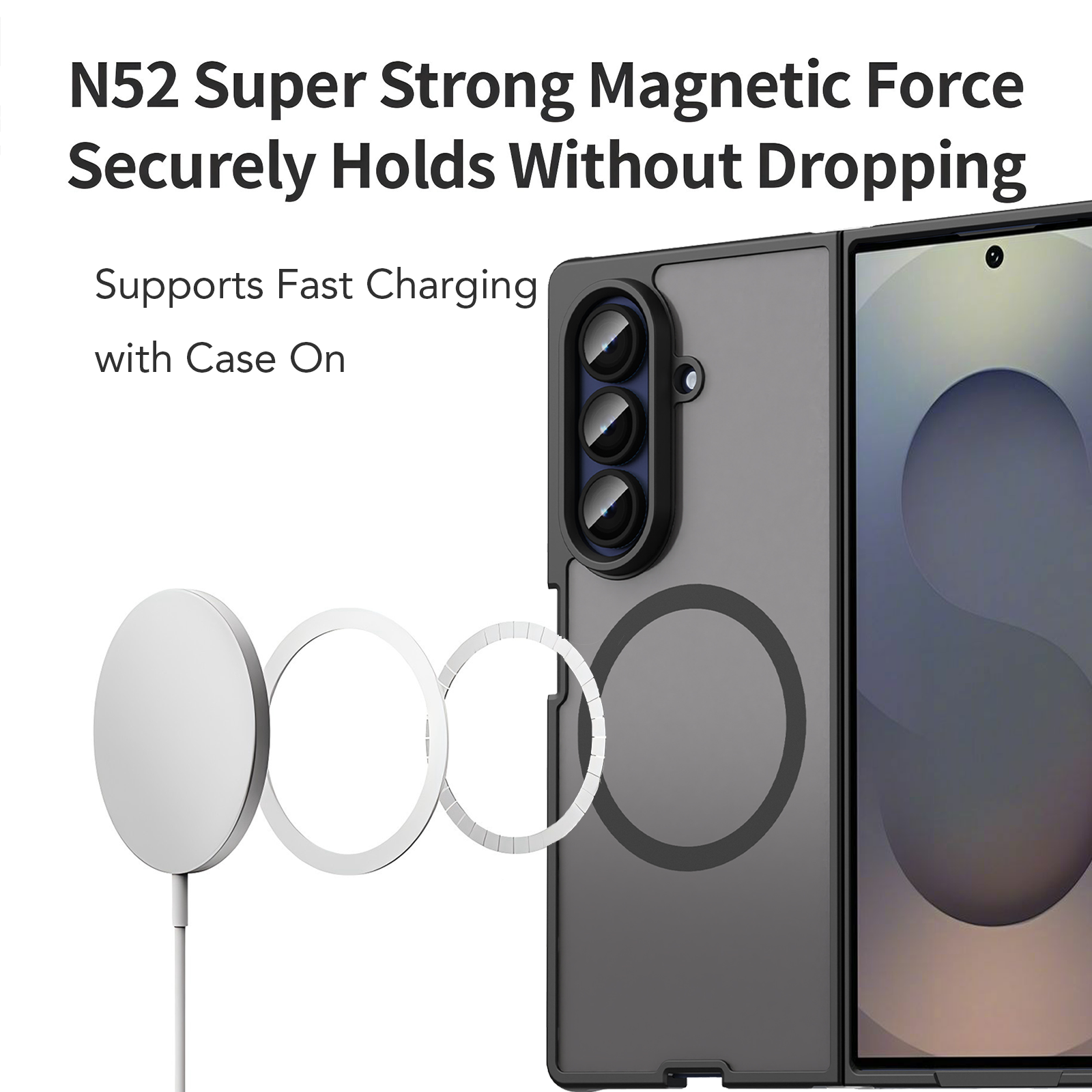 USTIYA Magnética Funda para Samsung Galaxy Z fold 7 5G Case Matte Acrílico Uso Rudo