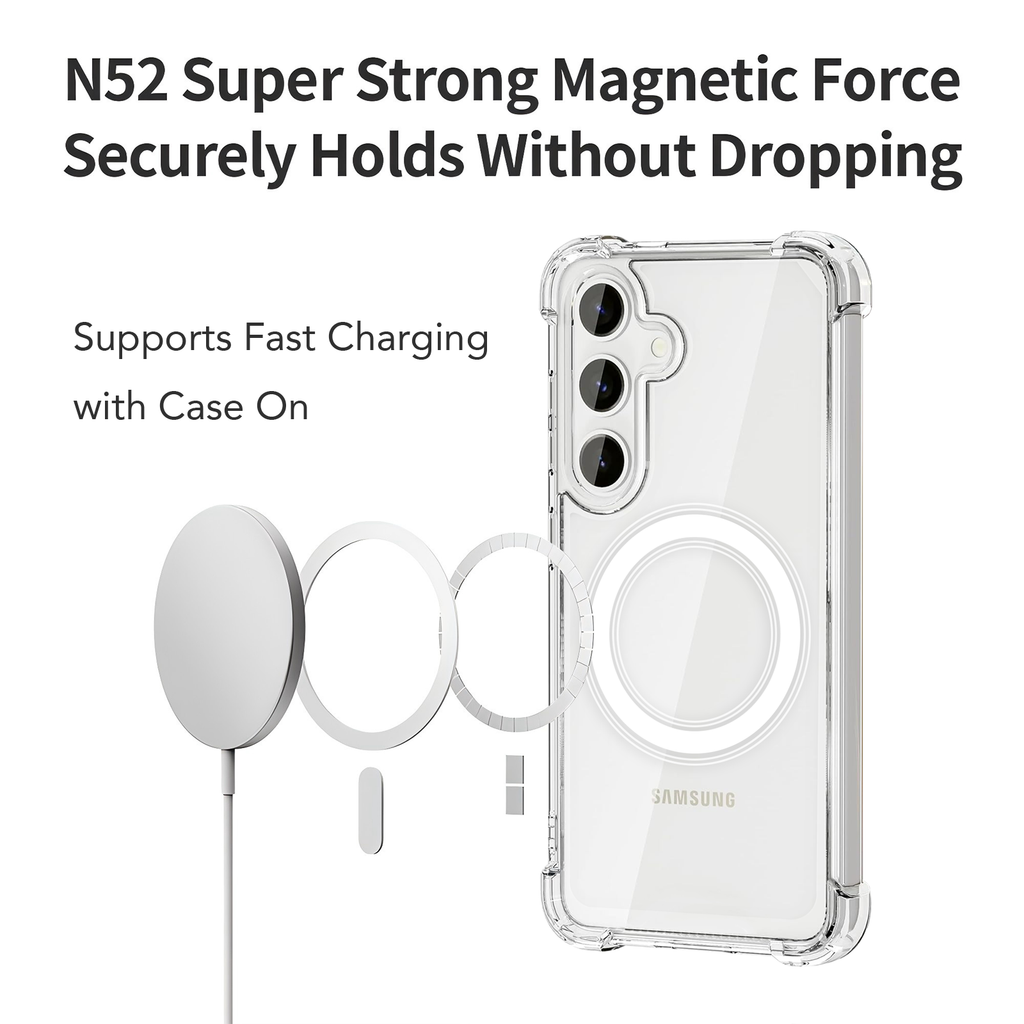 USTIYA Magnética Funda para Samsung Galaxy S25+ 5G Transparente Case Acrílico Uso Rudo