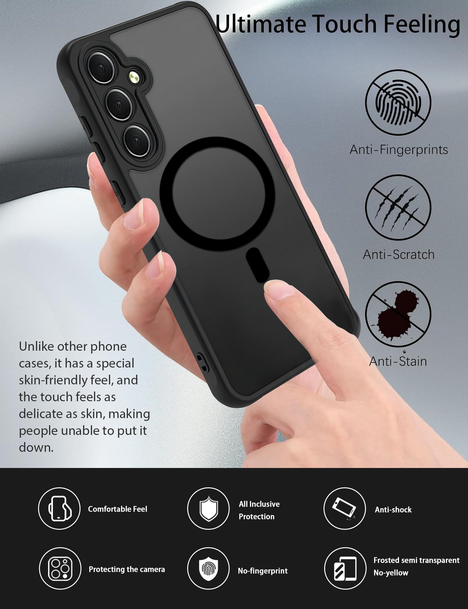 USTIYA Magnética Funda para Samsung Galaxy A55 5G Case Matte Acrílico Uso Rudo