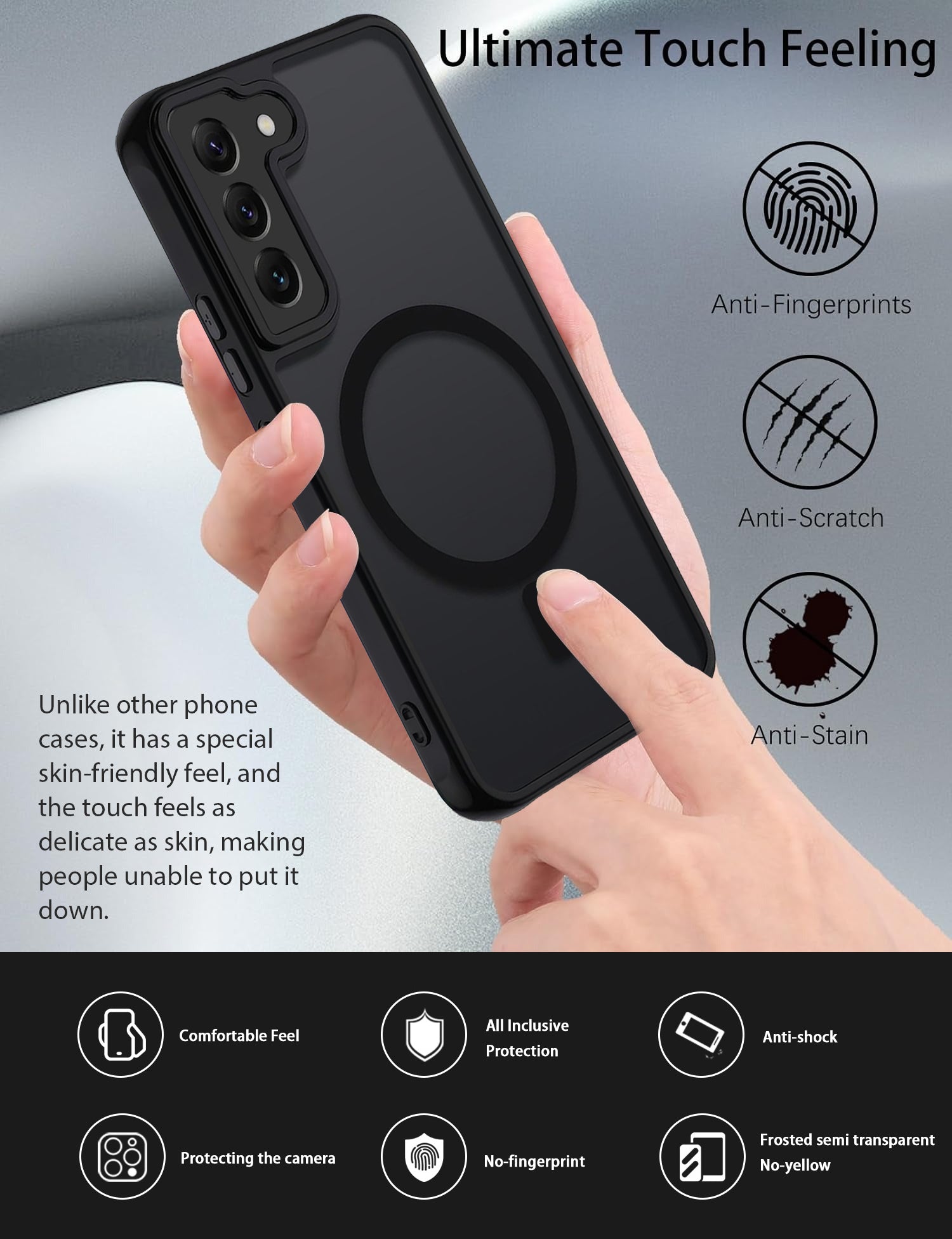 USTIYA Magnética Funda para Samsung Galaxy S22 Case Matte Acrílico Uso Rudo