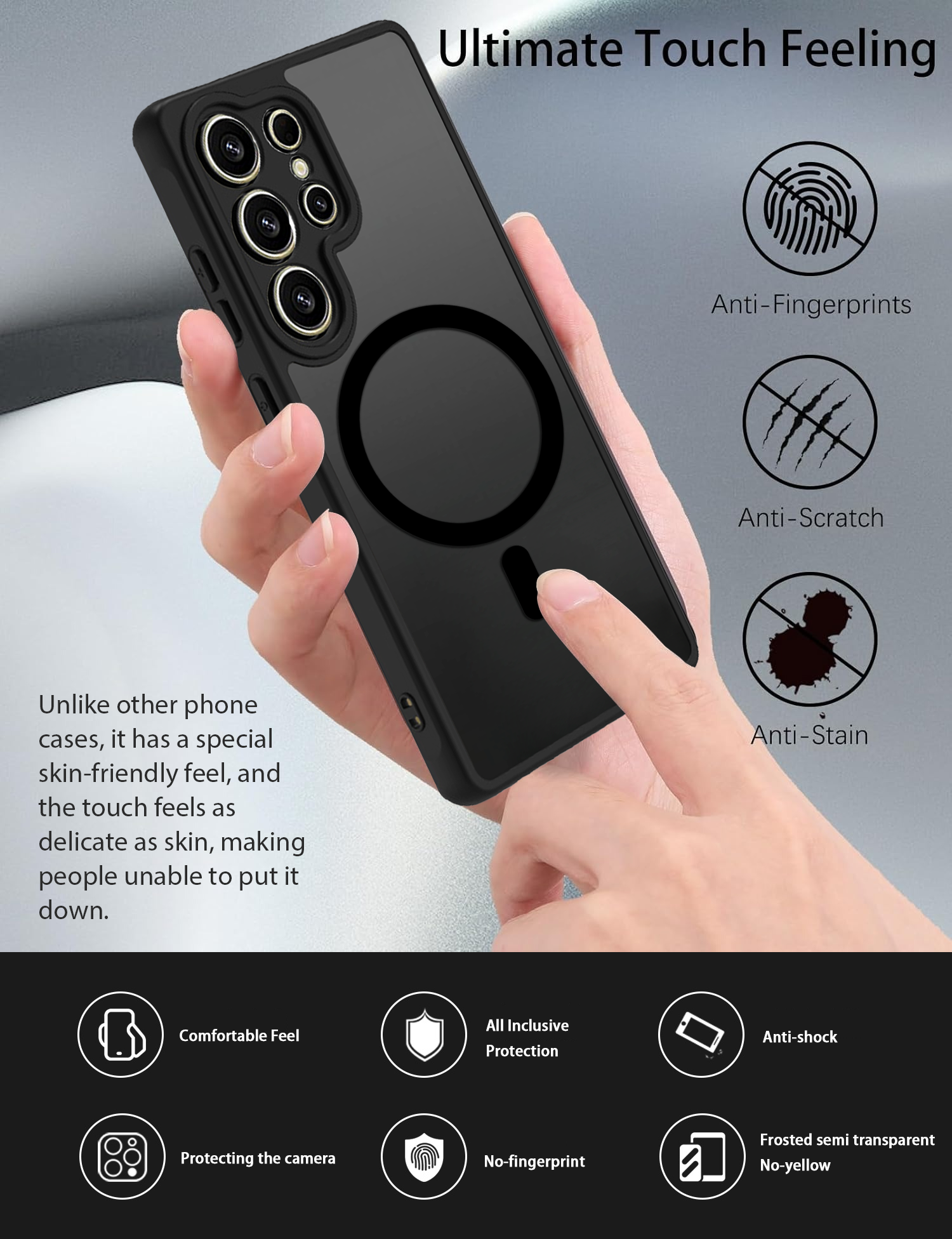 USTIYA Magnética Funda para Samsung Galaxy S25 Ultra Case Matte Acrílico Uso Rudo