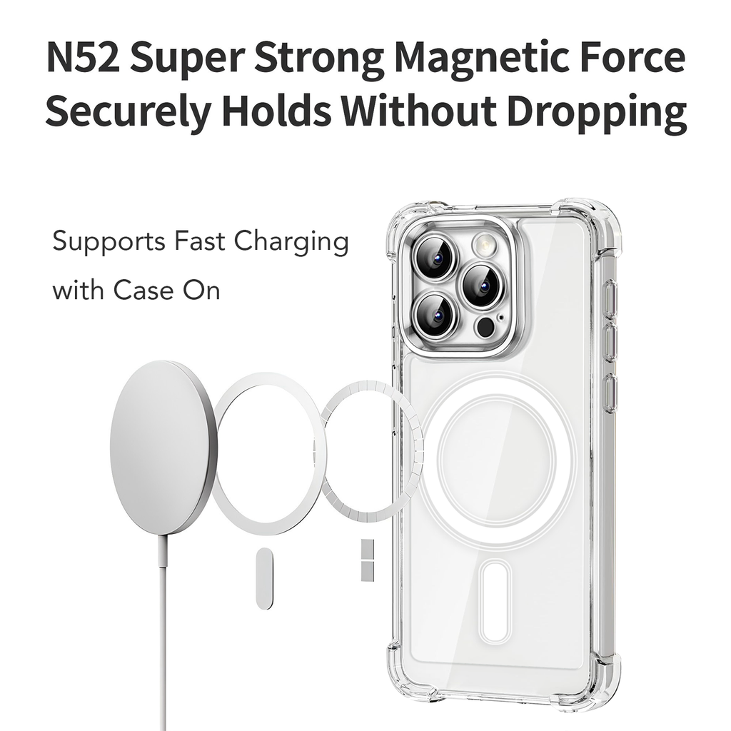 USTIYA Magnética Funda para iPhone 16 Pro Max Transparente Case Acrílico Uso Rudo