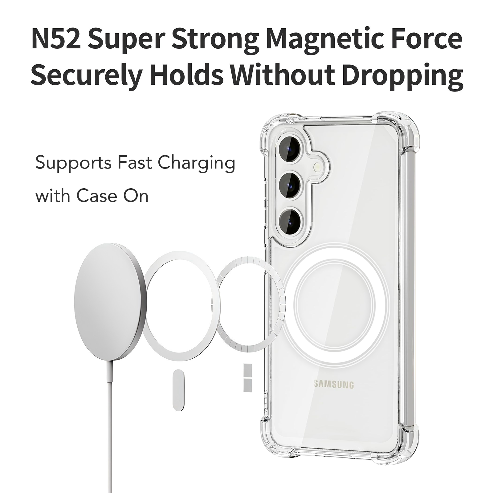 USTIYA Magnética Funda para Samsung Galaxy S25 Transparente Case Acrílico Uso Rudo