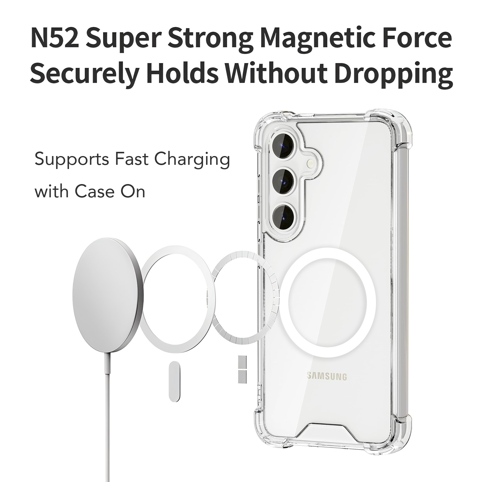 USTIYA Magnética Funda para Samsung Galaxy A56 5G Transparente Case Acrílico Uso Rudo