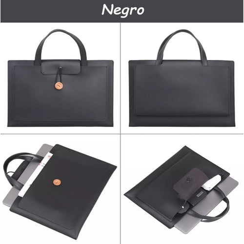 PNQK Laptop Portfolio for Men and Women, Slim Leather Laptop Bag