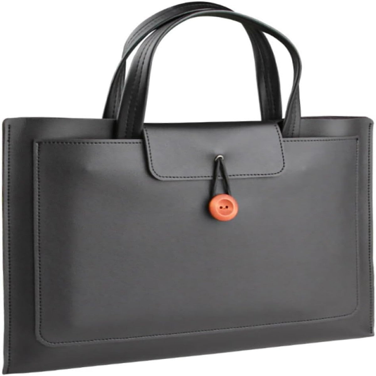 PNQK Laptop Portfolio for Men and Women, Slim Leather Laptop Bag