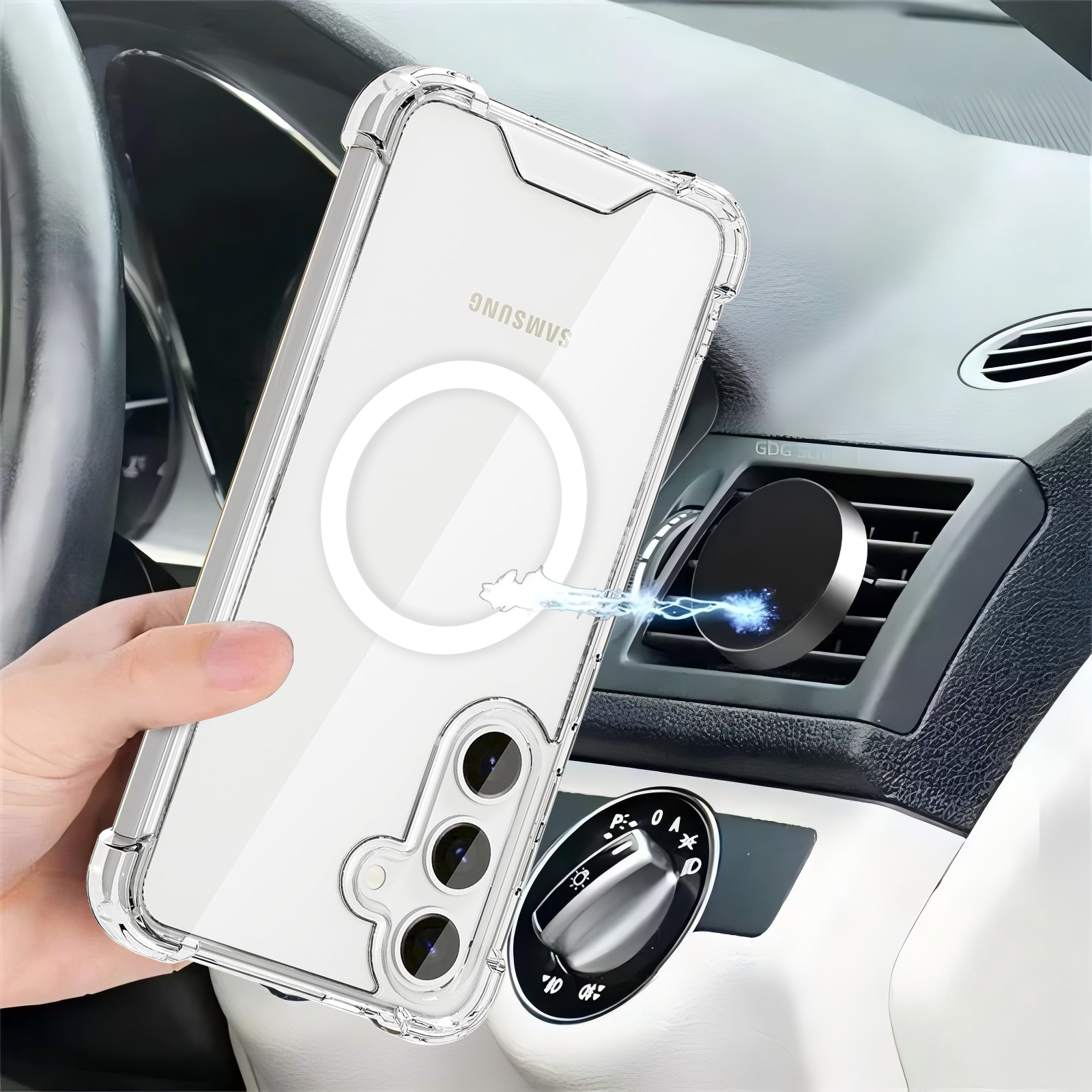 USTIYA Magnética Funda para Samsung Galaxy A56 5G Transparente Case Acrílico Uso Rudo