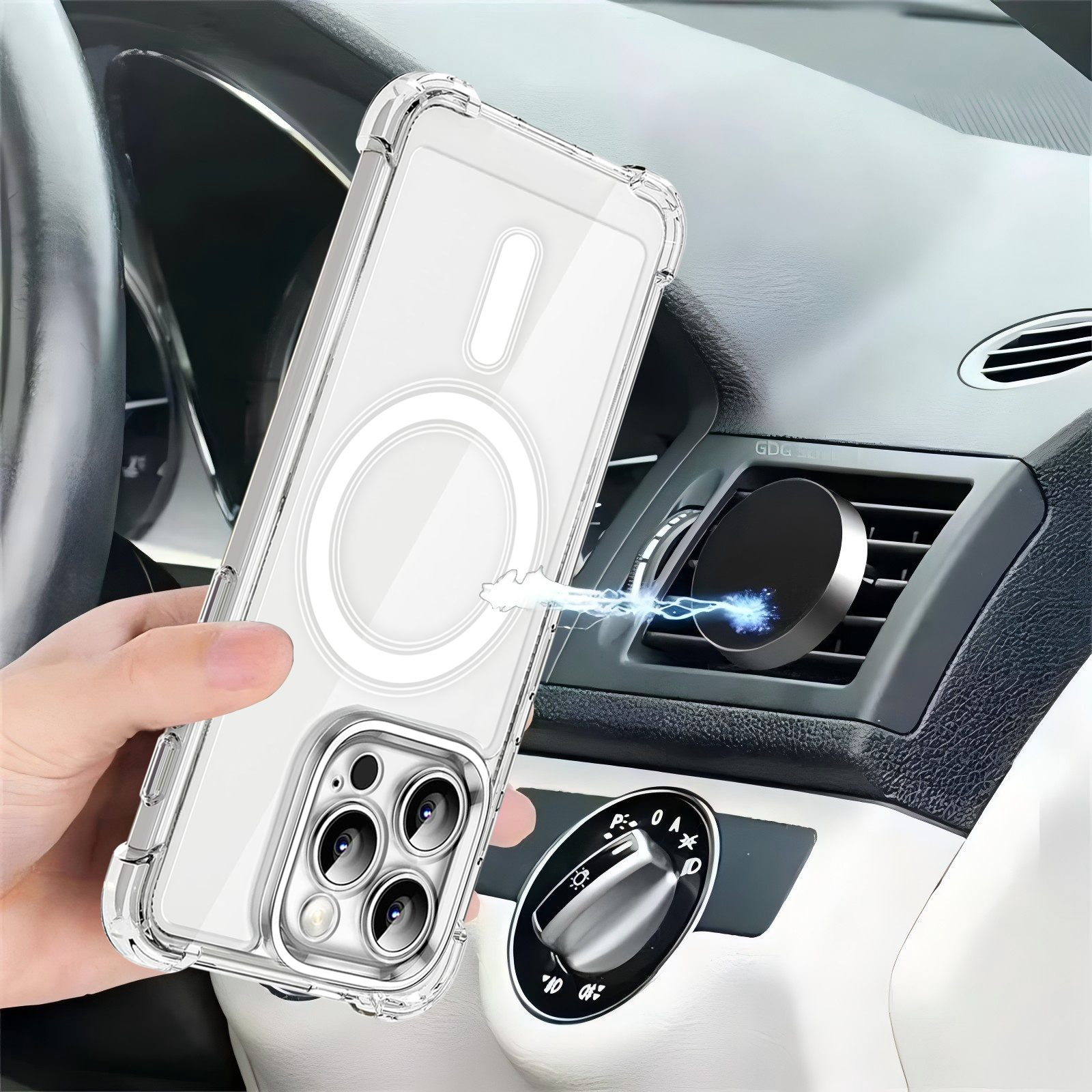 USTIYA Magnética Funda para iPhone 16 Pro Max Transparente Case Acrílico Uso Rudo