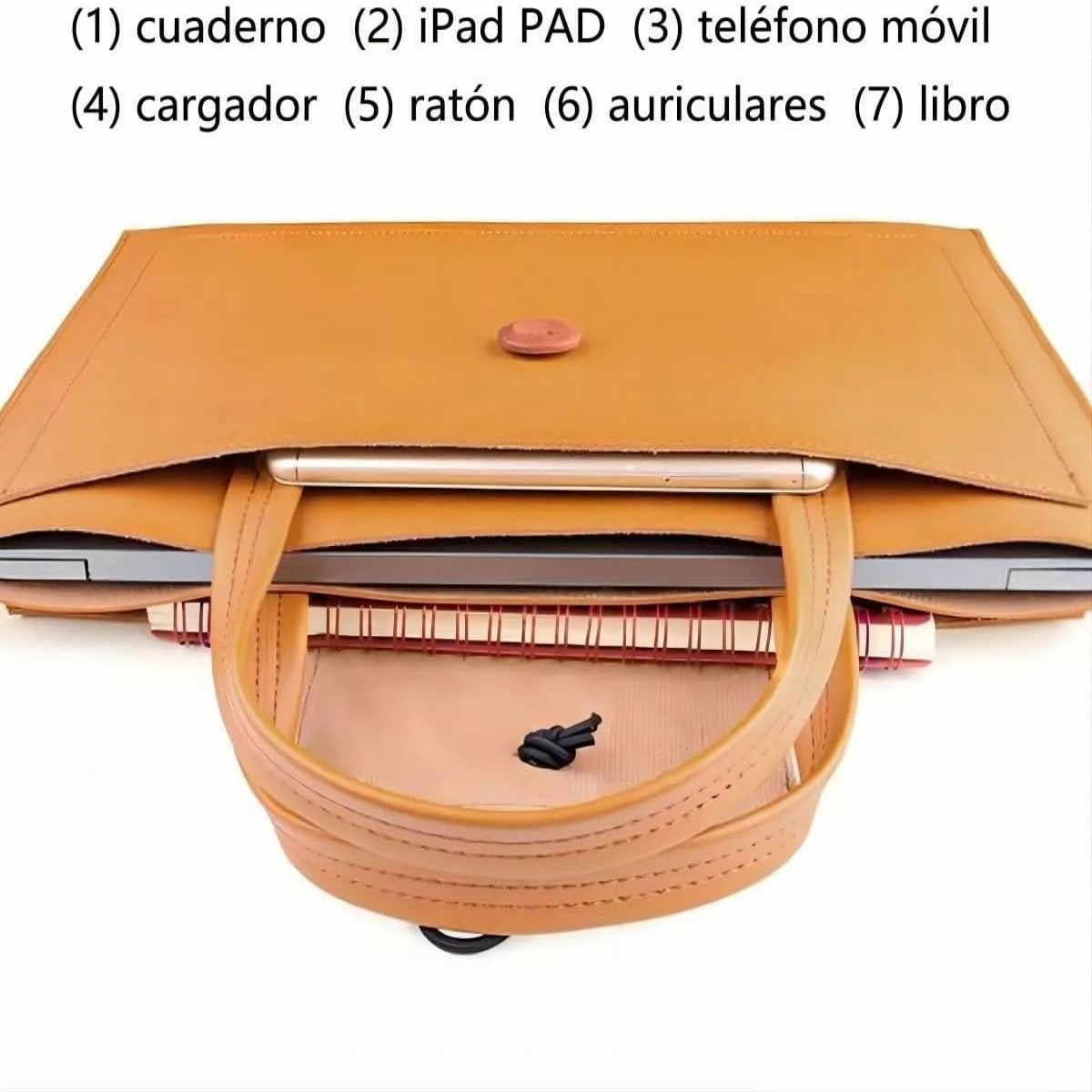 PNQK Laptop Portfolio for Men and Women, Slim Leather Laptop Bag