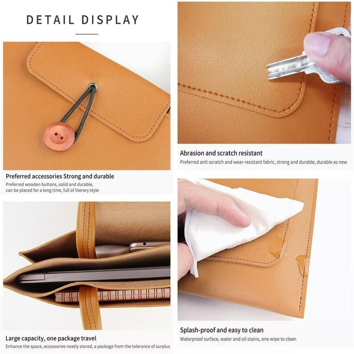 PNQK Laptop Portfolio for Men and Women, Slim Leather Laptop Bag