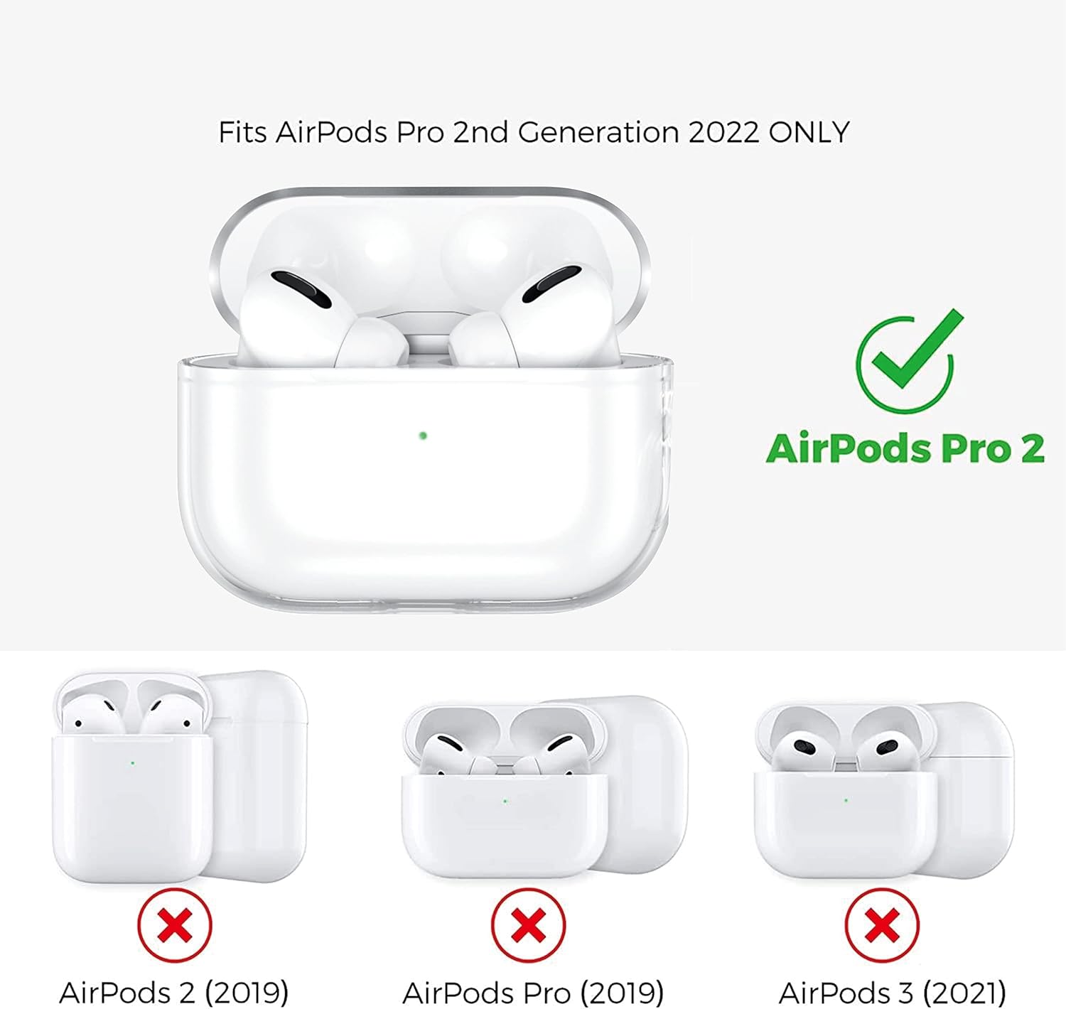 USTIYA Funda para AirPods Pro 2 generación 2022 Case (Segunda generación) Cover Airpods Pro 2 de USB c 2023 Carcasa TPU Espesamiento (Transparente L + Pen Pegatinas)