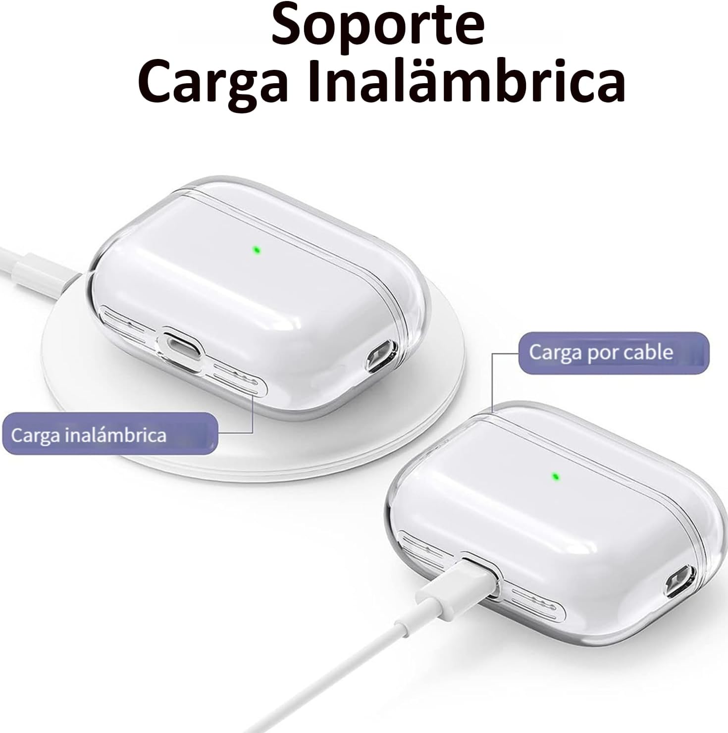 USTIYA Funda para AirPods Pro 2 generación 2022 Case (Segunda generación) Cover Airpods Pro 2 de USB c 2023 Carcasa TPU Espesamiento (Transparente L + Pen Pegatinas)